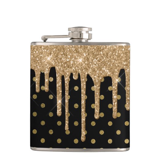 Gold en Black Polka Dot Flask Heupfles (Voorkant)