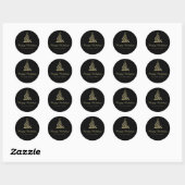 Gold en Black Prettige feestdagen kerstboom Ronde Sticker (Vel)