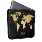 Gold en Black Professional-Wereldkaart Laptop Sleeve (Voorkant Rechts)