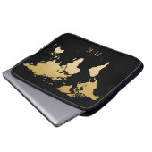 Gold en Black Professional-Wereldkaart Laptop Sleeve (Voorkant onderkant)