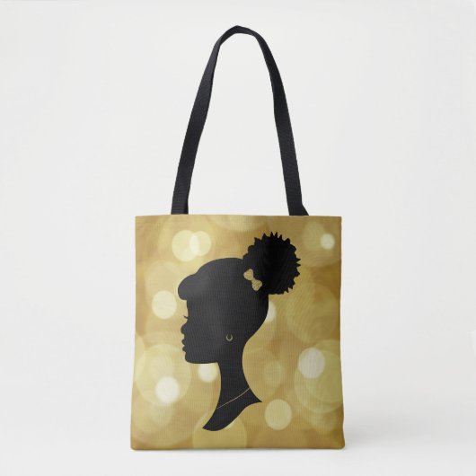 Gold en Black Puff Girl Silhouette Tas (Voorkant)