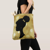 Gold en Black Puff Girl Silhouette Tas (Dichtbij)