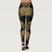Gold en Black Seigaiha Japanse golven Leggings (Achterkant)