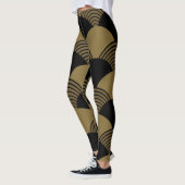 Gold en Black Seigaiha Japanse golven Leggings (Links)