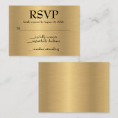 Gold en Black Simple RSVP Enclosure Kaart (Voorkant / Achterkant)