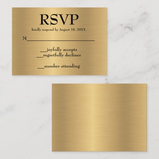 Gold en Black Simple RSVP Enclosure Kaart (Voorkant / Achterkant)