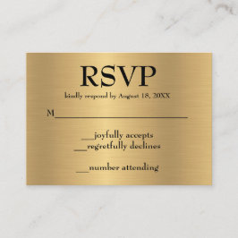 Gold en Black Simple RSVP Enclosure Kaart