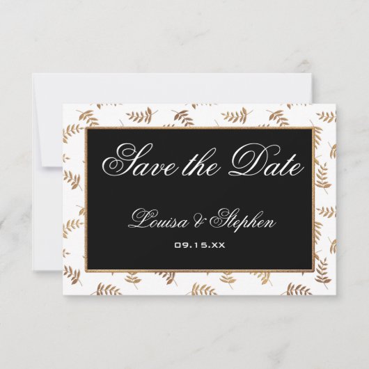Gold en Black Sla de datum-Kaart op Save The Date (Voorkant)