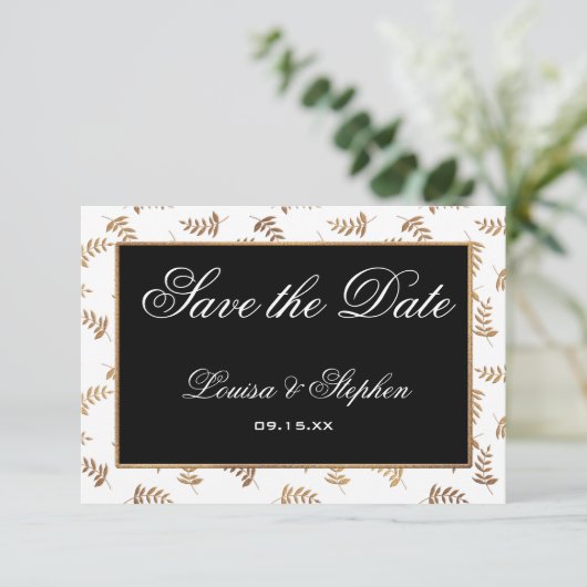 Gold en Black Sla de datum-Kaart op Save The Date (Staand voorkant)
