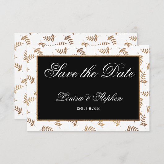 Gold en Black Sla de datum-Kaart op Save The Date (Voorkant / Achterkant)