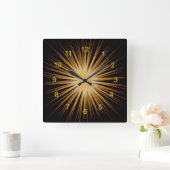 Gold- en Black Sunburst Design Wall-klok Vierkante Klok (Huis)