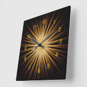 Gold- en Black Sunburst Design Wall-klok Vierkante Klok (Hoek)