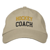 Gold en Black Text Hockey Coach Pet (Voorkant)