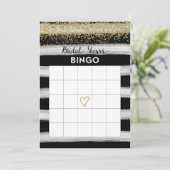 Gold en Black Vrijgezellenfeest Bingo Card Kaart (Staand voorkant)