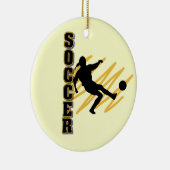Gold en Black Vrouw Voetbalspeler Keramisch Ornament (Rechts)