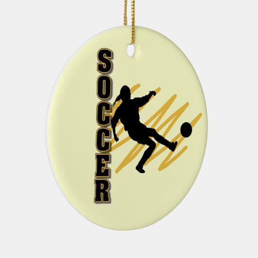 Gold en Black Vrouw Voetbalspeler Keramisch Ornament (Rechts)