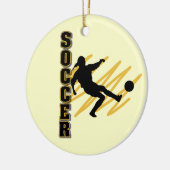 Gold en Black Vrouw Voetbalspeler Keramisch Ornament (Links)