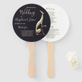 Gold en Black Wedding Program Handwaaier