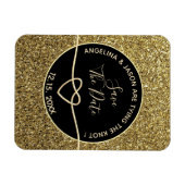 Gold en Black Wedding Save the Date Magneet (Horizontaal)