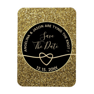 Gold en Black Wedding Save the Date Magneet