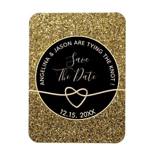 Gold en Black Wedding Save the Date Magneet (Verticaal)