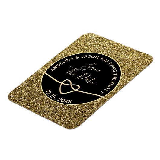 Gold en Black Wedding Save the Date Magneet (Linkerzijde)
