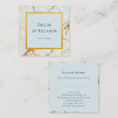 Gold- en blauw Agate Square-Visitekaartje Vierkante Visitekaartje (Voorkant / Achterkant)