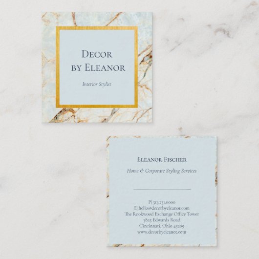 Gold- en blauw Agate Square-Visitekaartje Vierkante Visitekaartje (Voorkant / Achterkant)