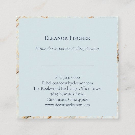 Gold- en blauw Agate Square-Visitekaartje Vierkante Visitekaartje (Achterkant)