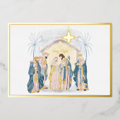 Gold- en blauw kerstfeest folie feestdagenkaart (Voorkant)