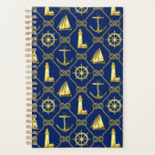 Gold- en blauw Nautical Rope-patroon Planner (Voorkant)