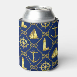 Gold- en blauw Nautisch ontwerp Blikjeskoeler