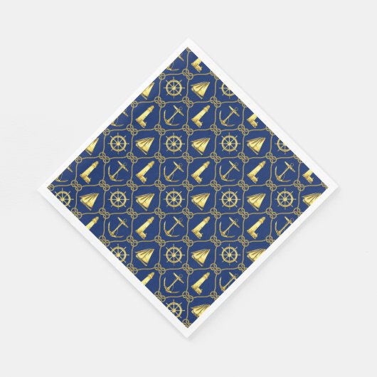 Gold- en blauw Nautisch ontwerp Servet (Hoek)