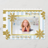  Gold- en blauwe, aangepaste kerstfoto's Kaart (Voorkant / Achterkant)