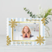  Gold- en blauwe, aangepaste kerstfoto's Kaart (Staand voorkant)