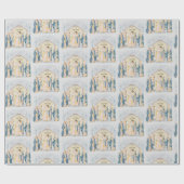 Gold- en blauwe feestdag cadeaupapier (Vlak)