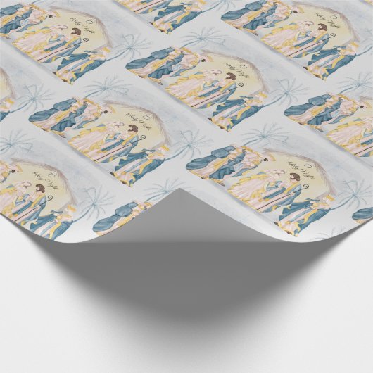 Gold- en blauwe feestdag cadeaupapier (Hoek)