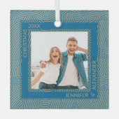 Gold- en blauwe foto glas ornament (Voorkant)