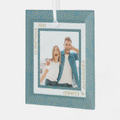 Gold- en blauwe foto glas ornament (Voorkant links)