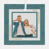 Gold- en blauwe foto glas ornament (Achterkant)