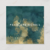 Gold en Blauwgroen abstracte Beauty-lijst Vierkante Visitekaartje (Voorkant)