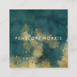 Gold en Blauwgroen abstracte Beauty-lijst Vierkante Visitekaartje