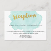 Gold en Blauwgroen Blush Waterverf Weddenschappen Informatiekaartje (Voorkant)