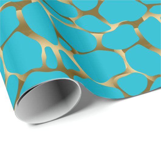Gold en Blue Abstract leopard Pattern Cadeaupapier (Rol Hoek)