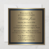 Gold en Blue Afstuderen Invitation Kaart (Achterkant)