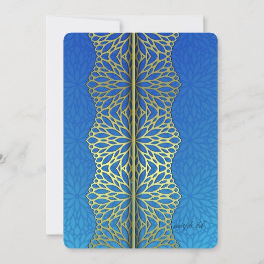 Gold en Blue Afstuderen Invitation Kaart (Achterkant)