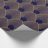 Gold en Blue Art Deco Pattern Cadeaupapier (Hoek)