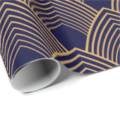 Gold en Blue Art Deco Pattern Cadeaupapier (Rol Hoek)