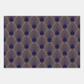 Gold en Blue Art Deco Pattern Inpakpapier Vel (Voorkant)