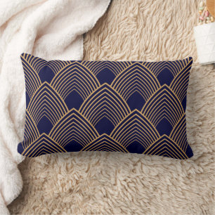 Gold en Blue Art Deco Pattern Kussen